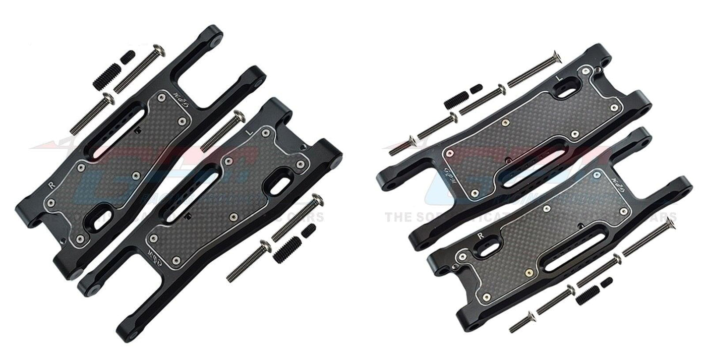 Front/Rear Lower Suspension Arm Plate for Traxxas Sledge 1/8 (Aluminium+Koolstofvezel) Onderdeel GPM black 