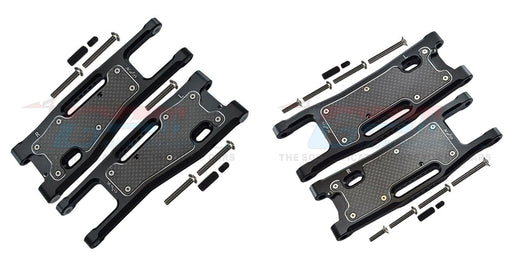 Front/Rear Lower Suspension Arm Plate for Traxxas Sledge 1/8 (Aluminium+Koolstofvezel) Onderdeel GPM black 