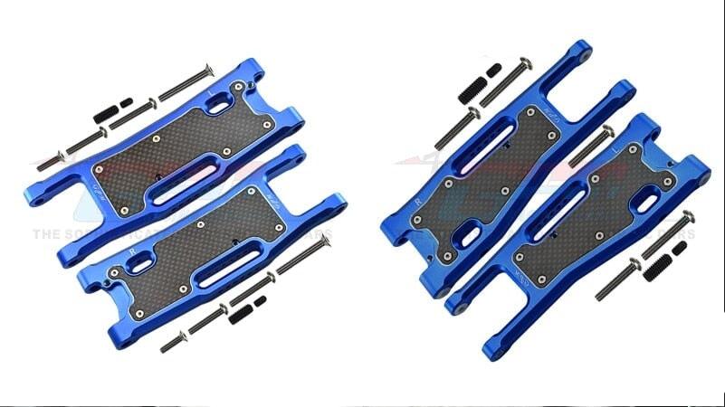 Front/Rear Lower Suspension Arm Plate for Traxxas Sledge 1/8 (Aluminium+Koolstofvezel) Onderdeel GPM blue 