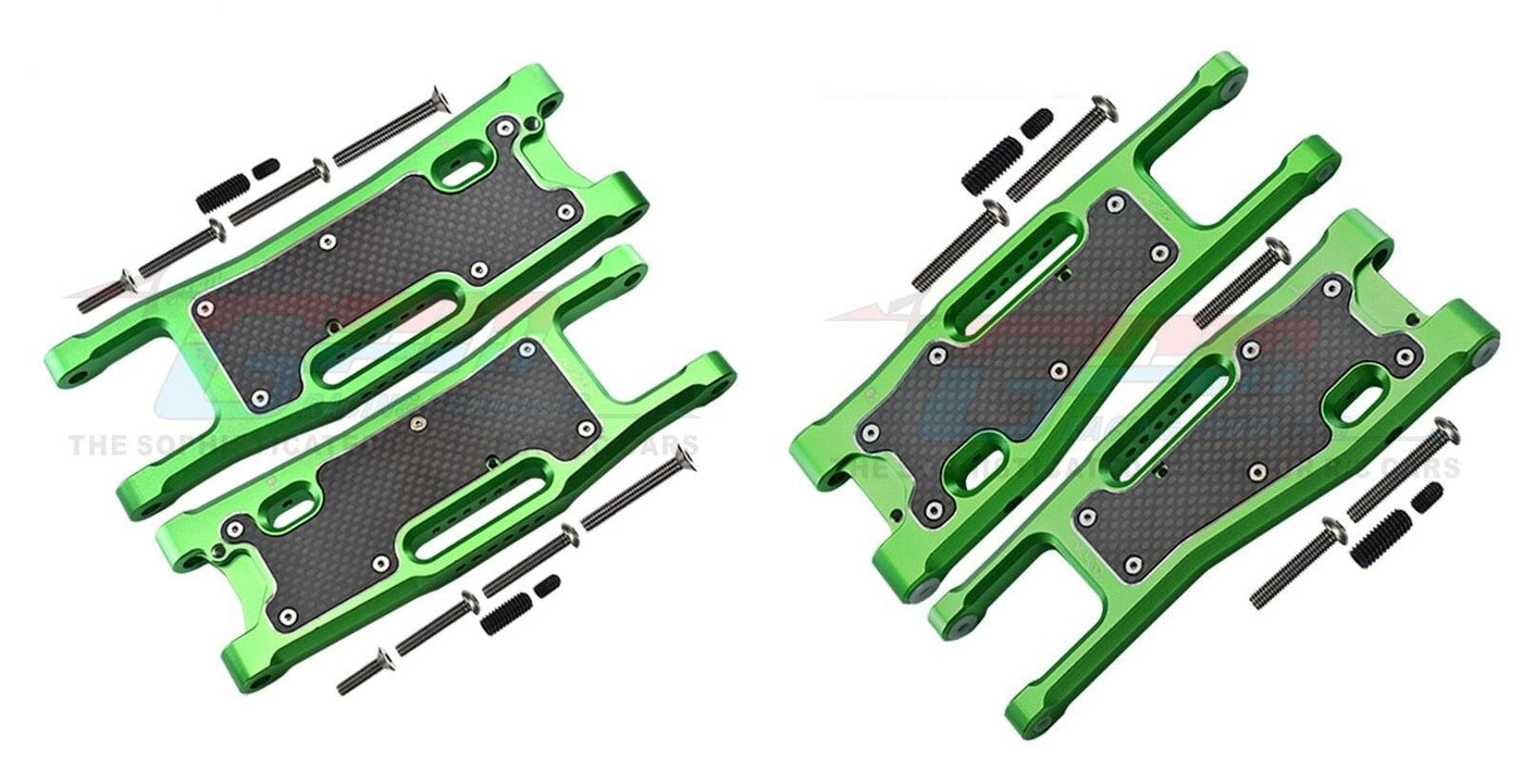 Front/Rear Lower Suspension Arm Plate for Traxxas Sledge 1/8 (Aluminium+Koolstofvezel) Onderdeel GPM green 