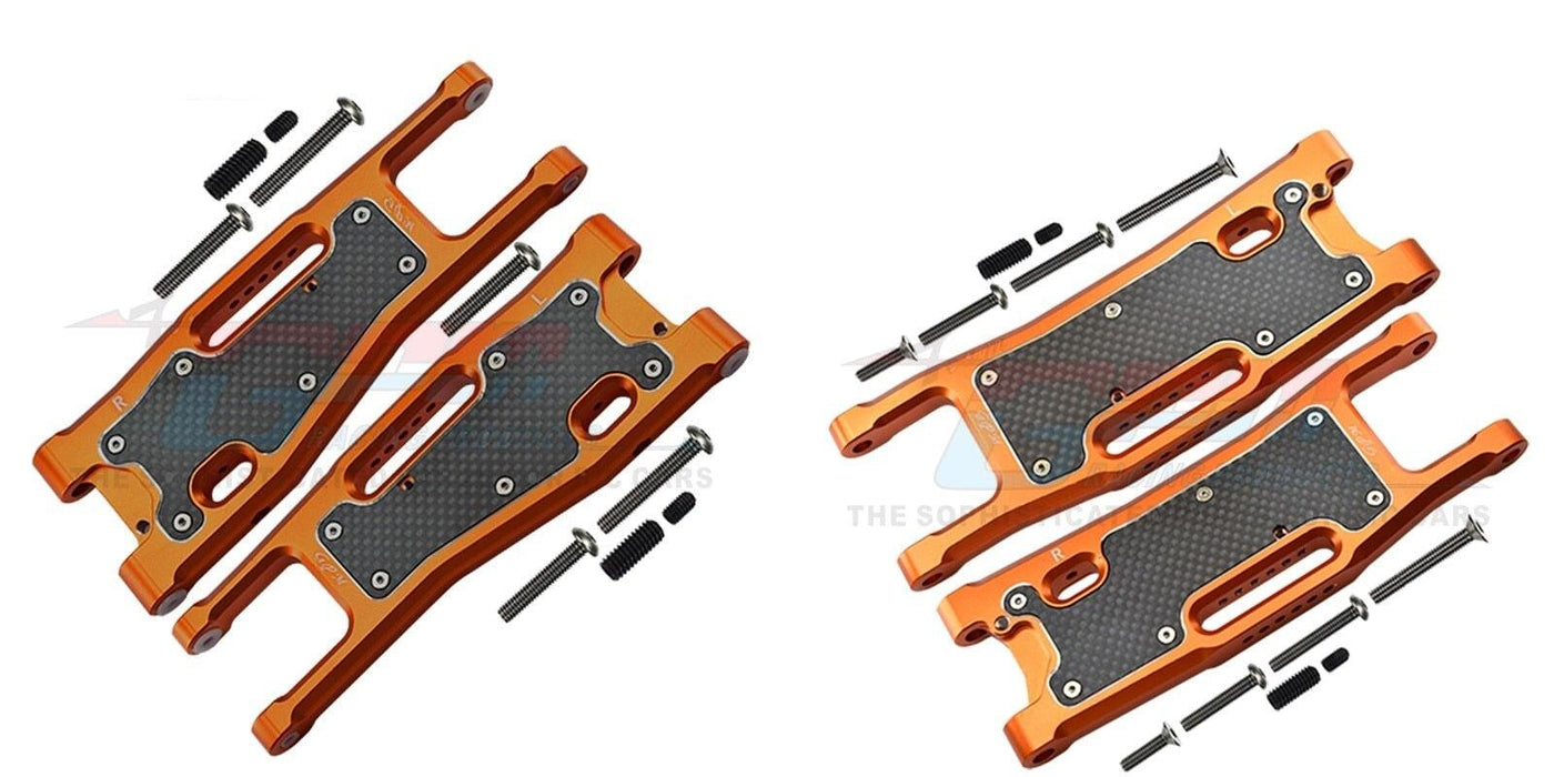 Front/Rear Lower Suspension Arm Plate for Traxxas Sledge 1/8 (Aluminium+Koolstofvezel) Onderdeel GPM orange 