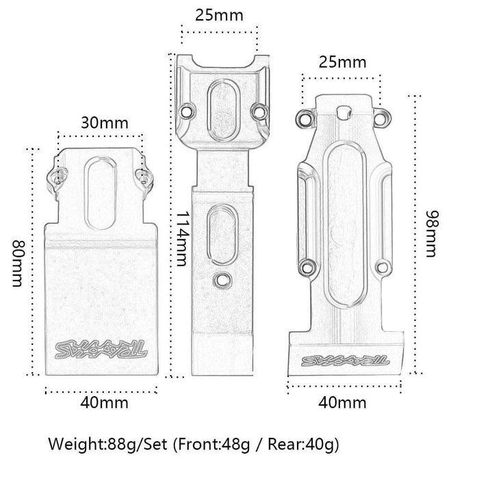 Front/Rear Skid Plate Set for Traxxas 1/10 (Aluminium) Onderdeel New Enron 