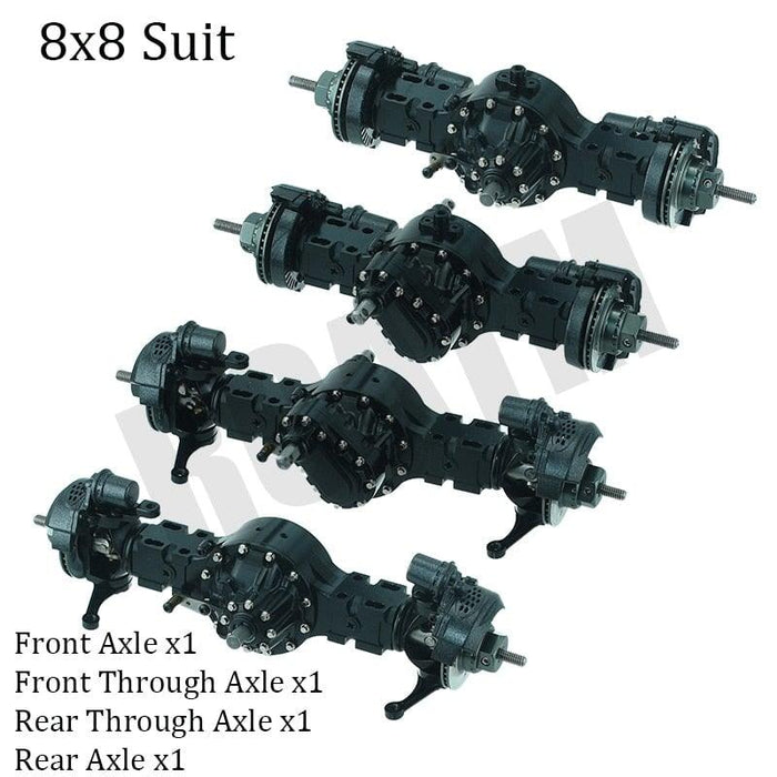 Front/Rear Through Differential Drive Axles for Tamiya Truck 1/14 (Metaal) Onderdeel RCATM 8x8 Set 
