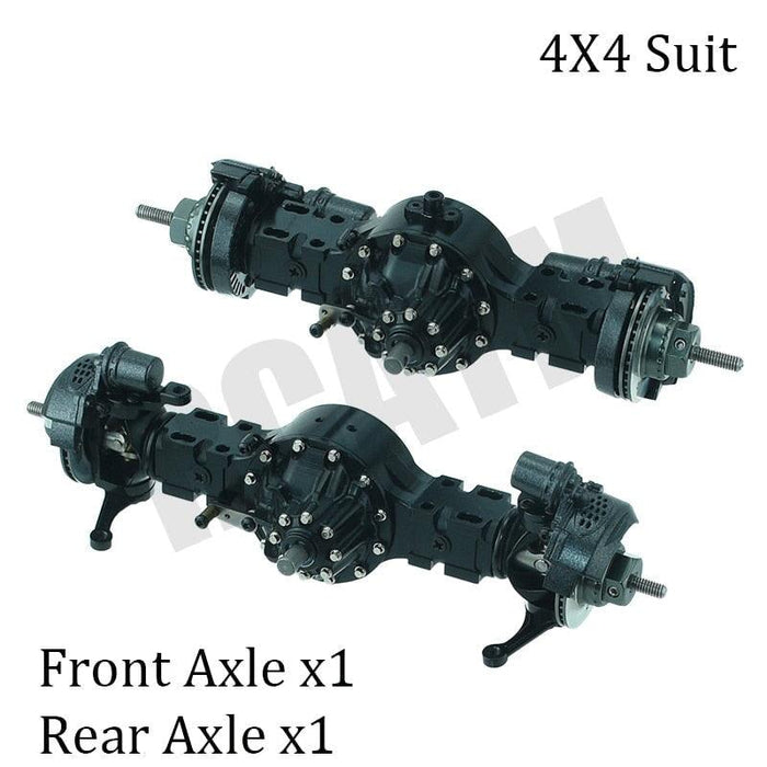 Front/Rear Through Differential Drive Axles for Tamiya Truck 1/14 (Metaal) Onderdeel RCATM 4x4 Set 