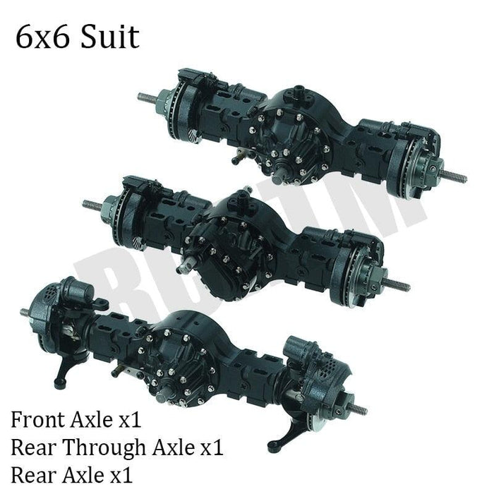 Front/Rear Through Differential Drive Axles for Tamiya Truck 1/14 (Metaal) Onderdeel RCATM 6x6 Set 