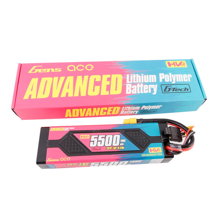 Gens Ace Advanced 5500mAh 7.6V 100C 2S1P HardCase Lipo (XT60)