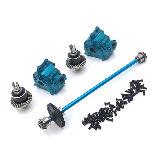 Gearbox, Differential, Transmission Shaft set for WLtoys 1/14 (Metaal) Onderdeel upgraderc Blue 