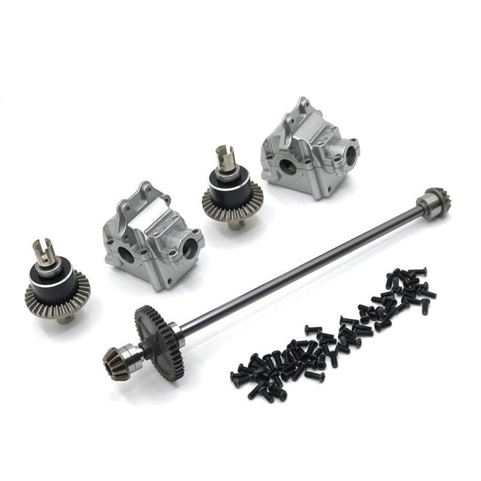 Gearbox, Differential, Transmission Shaft set for WLtoys 1/14 (Metaal) Onderdeel upgraderc Gray 