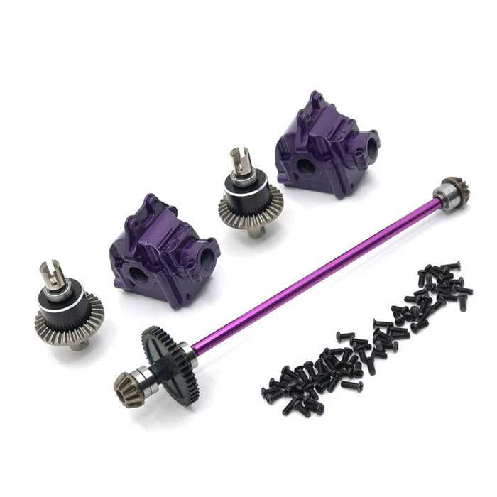 Gearbox, Differential, Transmission Shaft set for WLtoys 1/14 (Metaal) Onderdeel upgraderc Purple 