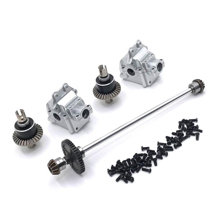 Gearbox, Differential, Transmission Shaft set for WLtoys 1/14 (Metaal) Onderdeel upgraderc Silver 