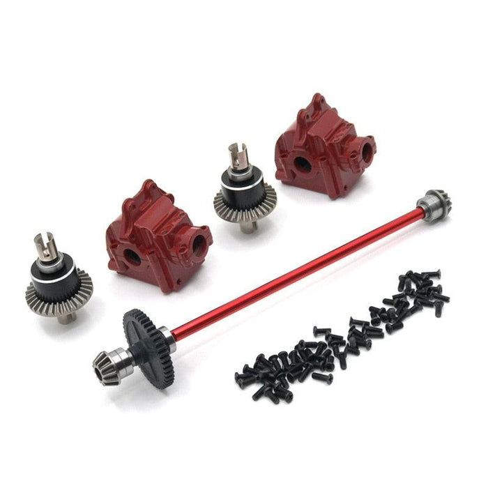 Gearbox, Differential, Transmission Shaft set for WLtoys 1/14 (Metaal) Onderdeel upgraderc Red 