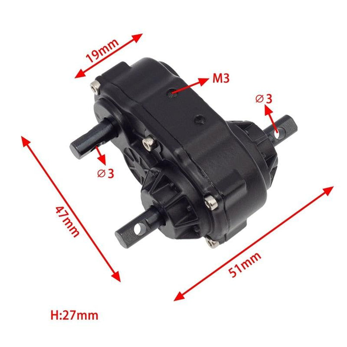 Gearbox Transfer Case w/ 72mm Mount for RC4WD D90 Etc 1/10 (Metaal) - upgraderc