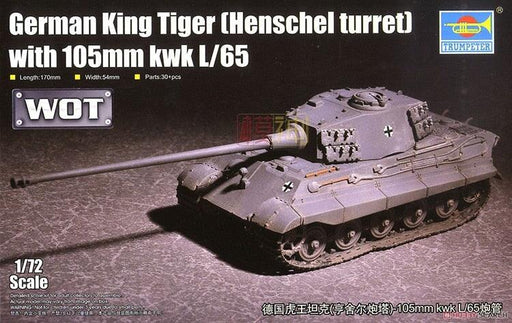 German King Tiger Henschel Turret Tank 1/72 Model (Plastic) Bouwset TRUMPETER 