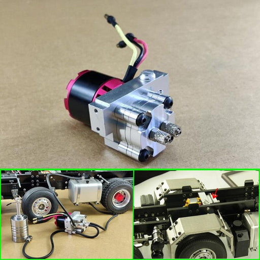 Hydraulic Power Pump w/ Relief Valve for Tamiya Truck 1/14 (Metaal) Elektronica RCATM 