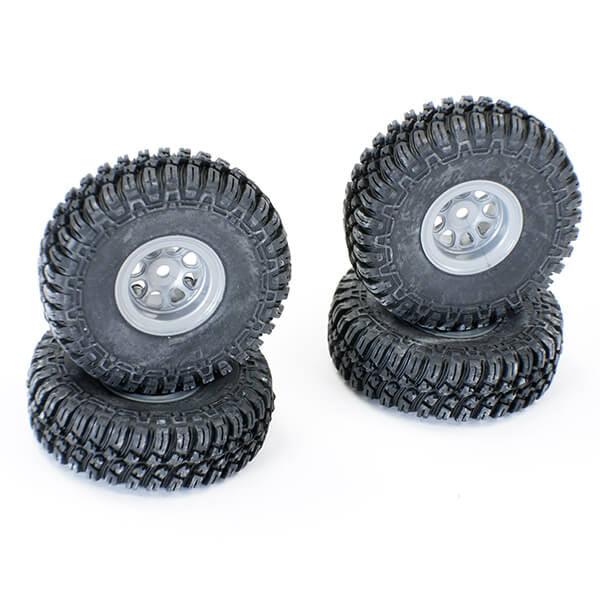 4PCS Wheel Rim Tires for FTX Outback Mini 2.0 1/10 (FTX9374GY)