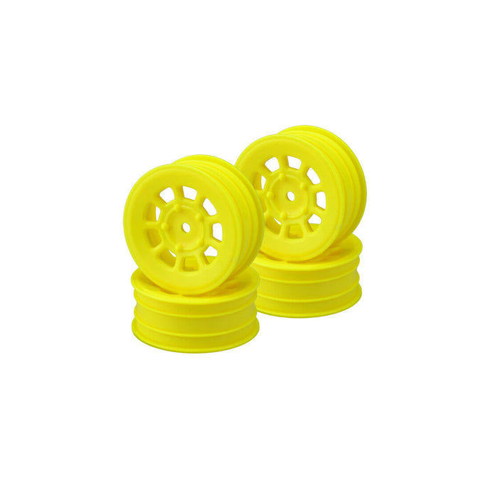 4PCS JConcepts 9 Shot - B7 | B6.4 | YZ2 | XB2 | LD3, 2.2" Front Wheel (Yellow)