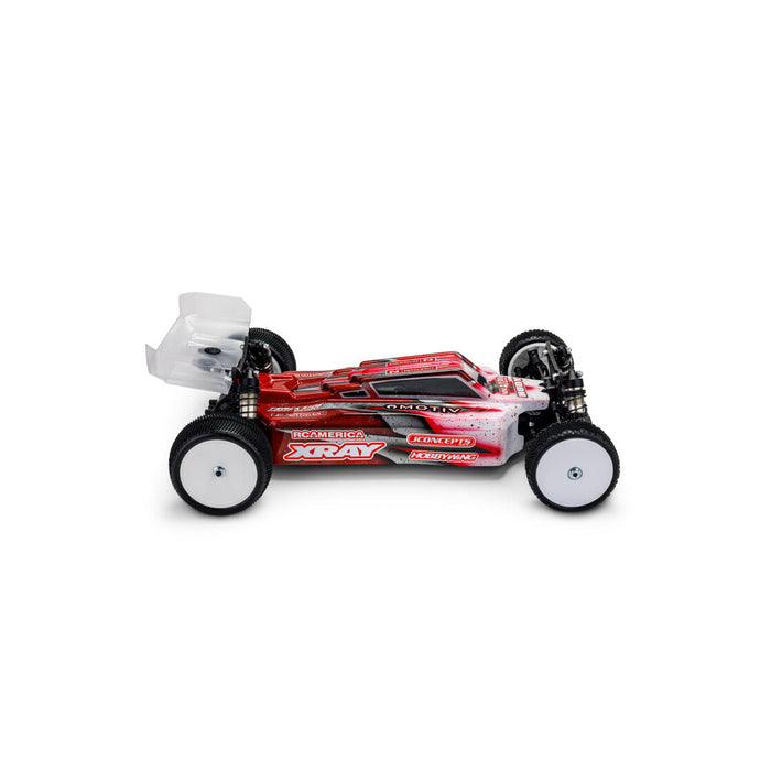 JConcepts F2 XRAY XB4 2024 Karosserie mit Teppich, Kunstrasen, Dirt Wing Leichtbauweise