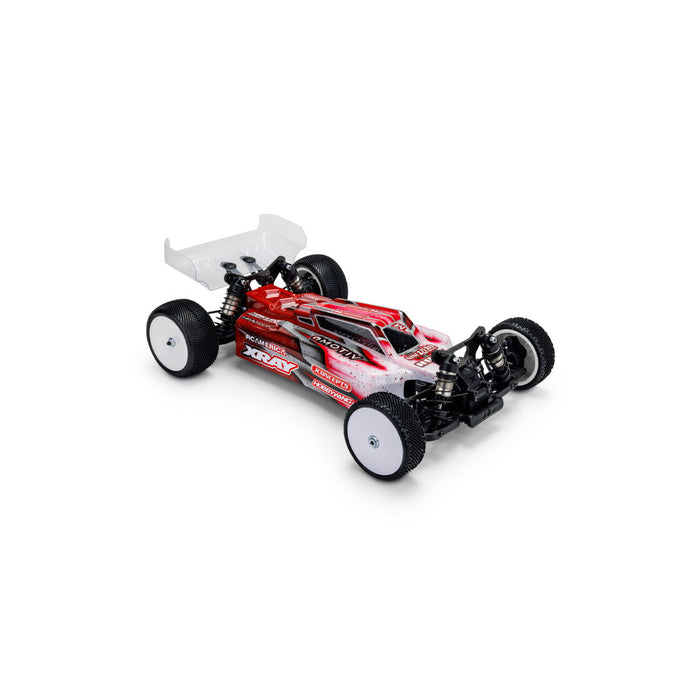 JConcepts F2 XRAY XB4 2024 Karosserie mit Teppich, Kunstrasen, Dirt Wing Leichtbauweise