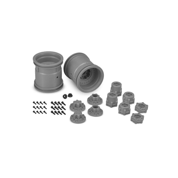 2PCS Jconcepts Midwest 2.2" 12mm Hex Roues de Monster Truck (Argent)