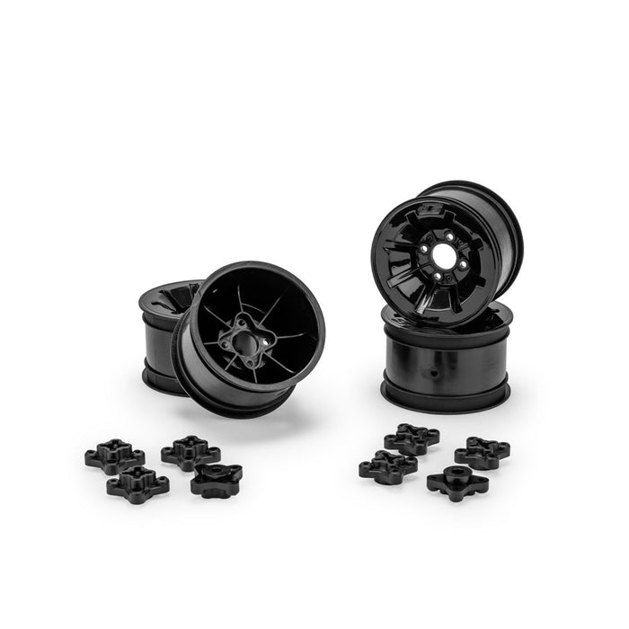 4PCS JConcepts Pioneer - RC10 2.2" Rear Wheel with 1/4" & 3/16" Axle Adaptor (Black)