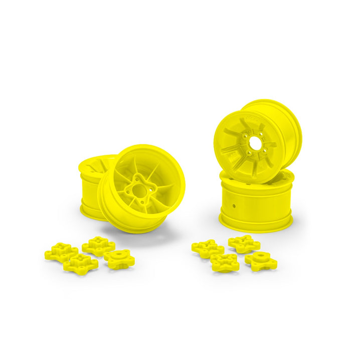 4PCS JConcepts Pioneer - RC10 2.2" Rear Wheel w/ 1/4" & 3/16" Axle Adaptor (Yellow)