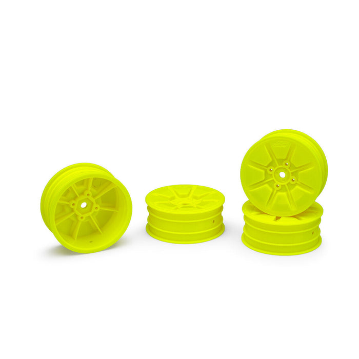 4PCS JConcepts Pioneer RC10B7 2.2" 2wd Buggy Front Wheel (Yellow)