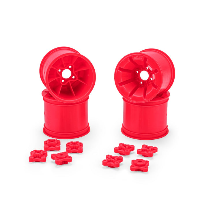 4PCS Jconcepts Pioneer RC10T 2.2" w/ 1/4" & 3/16" Adaptors Rear Wheel (Pink)