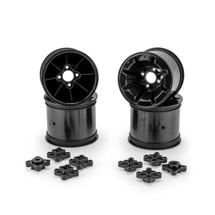4PCS Jconcepts Pioneer RC10T 2.2" w/ 1/4" & 3/16" Adaptors Rear Wheel (Black)