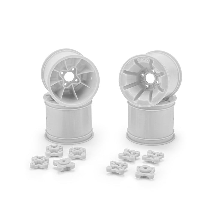 4PCS Jconcepts Pioneer RC10T 2.2" w/ 1/4" & 3/16" Adaptors Rear Wheel (White)