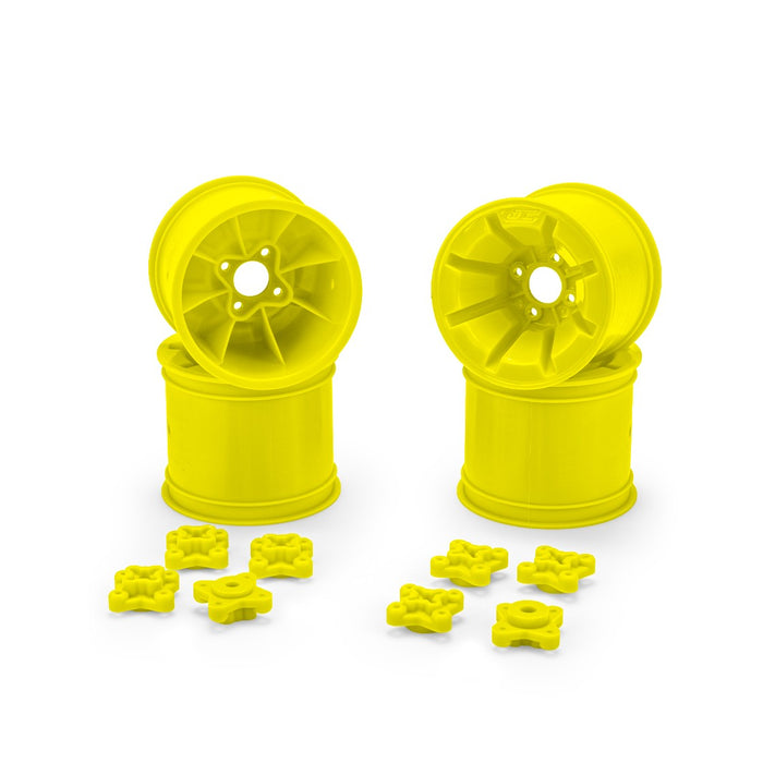 4PCS Jconcepts Pioneer RC10T 2.2" w/ 1/4" & 3/16" Adaptors Rear Wheel (Yellow)