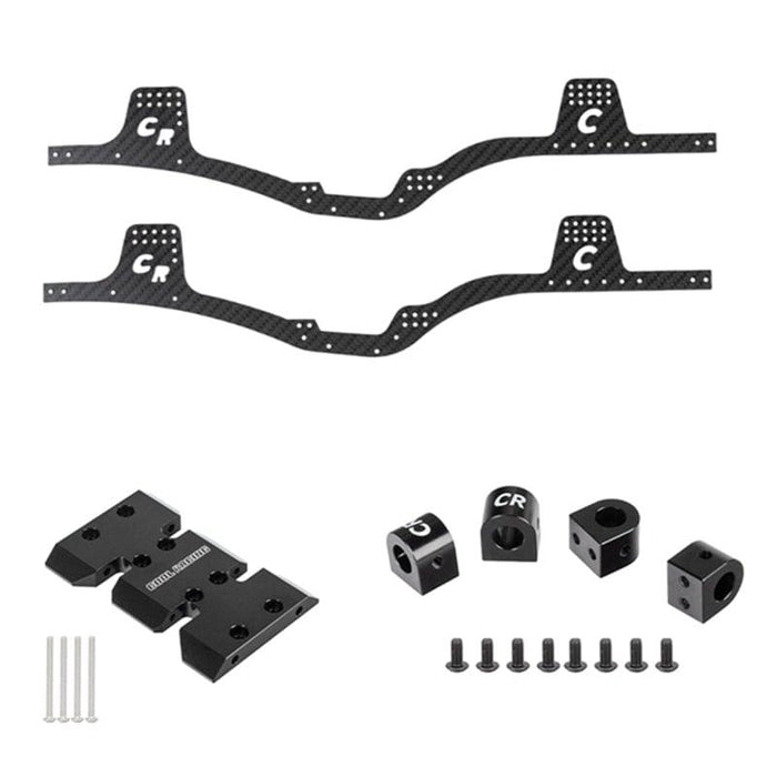 LCG Chassis Frame Rail, Skid Plate, Body Post Mount Set for Axial SCX10 1/10 Onderdeel upgraderc Black 