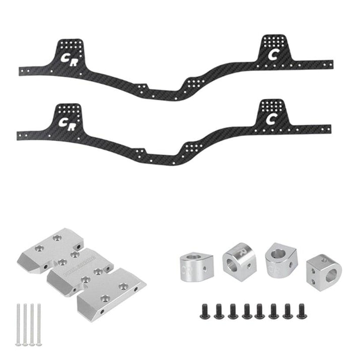 LCG Chassis Frame Rail, Skid Plate, Body Post Mount Set for Axial SCX10 1/10 Onderdeel upgraderc Silver 