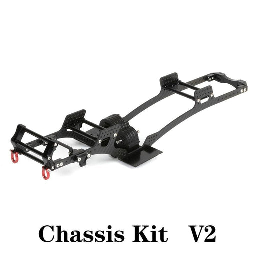LCG Chassis Kit for Axial SCX10 1/10 (Aluminium+Koolstofvezel) Onderdeel Fimonda Chassis Kit V2 