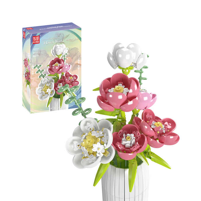 Mould King Peony Flowers Bouquet Building Set (866 Pieces)