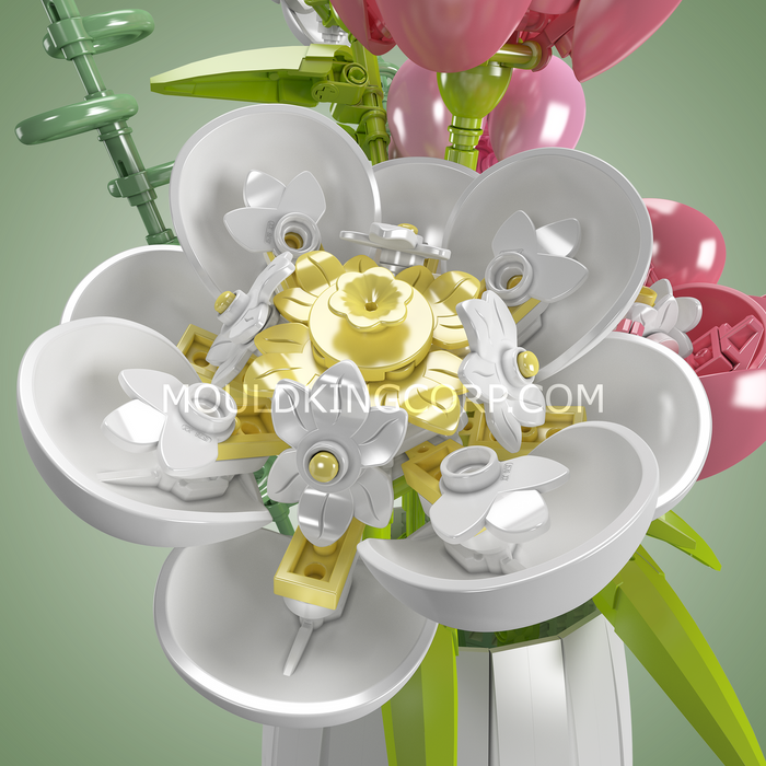 Mould King Peony Flowers Bouquet Building Set (866 Pieces)