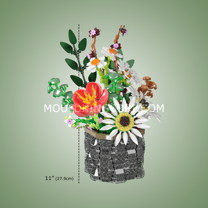 Mould King Daisy Flower Pot Botanical Building Set (1157 Pieces)