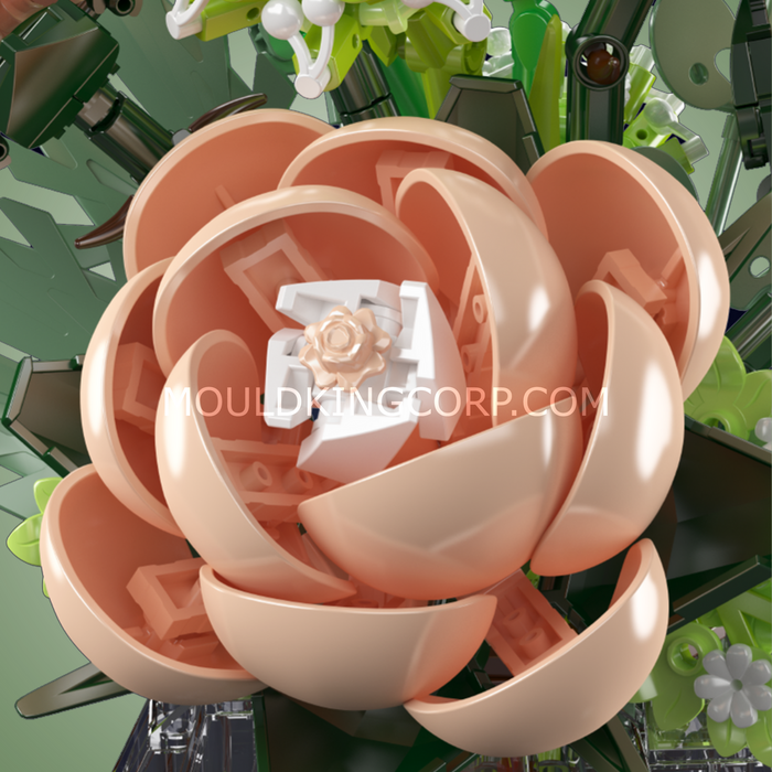 Mould King White Rose Flower Bouquet Building Set (981 Pieces)