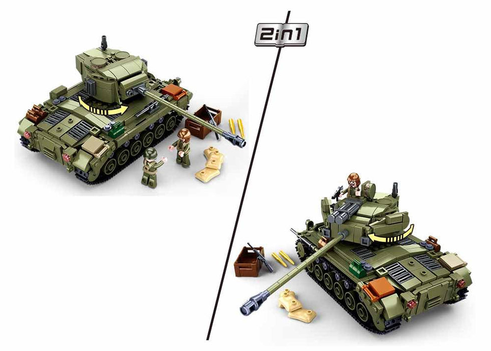 Pershing M26 US Battle Tank Model Building Blocks (742 Stukken) - upgraderc