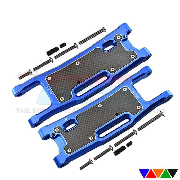 Rear Suspension A-Arm+Carbon Fibre Protection Plate for Traxxas Sledge 1/8 (Aluminium) Onderdeel GPM blue 