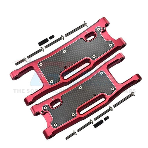 Rear Suspension A-Arm+Carbon Fibre Protection Plate for Traxxas Sledge 1/8 (Aluminium) Onderdeel GPM red 