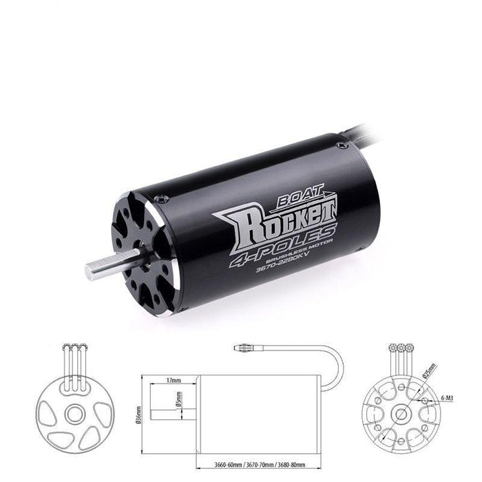 Rocket 3670 1850-2280KV 4 Pole Brushless Waterproof Motor (Boot) Motor Rocket 