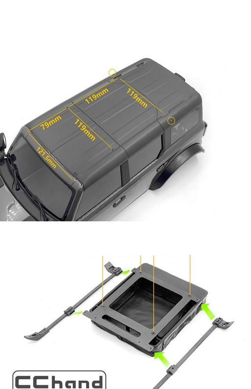 Roof Rack, Tent Pack Kit for Traxxas TRX4 Bronco 1/10 (Aluminium) - upgraderc