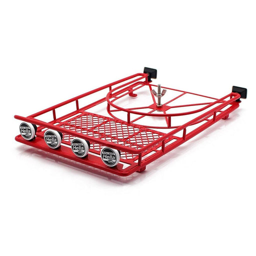 Roof Rack w/ LED Lights for 1/10 Crawler (Metaal) Onderdeel Injora YQ-LXJ01 Red 