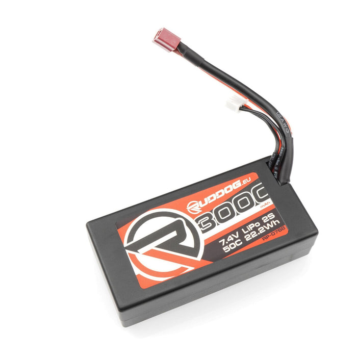 RUDDOG 3000mAh 50C 7.4V 2S LiPo Short Stick Pack Battery (Dean)