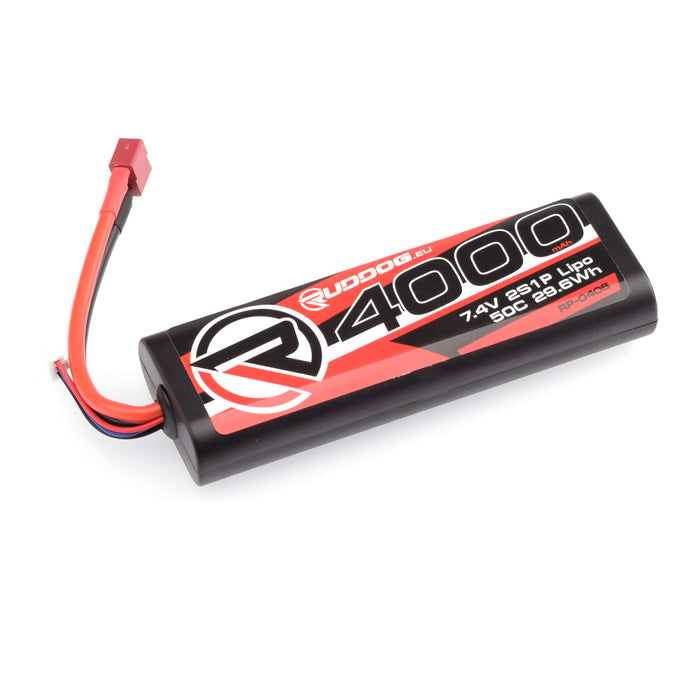 RUDDOG 4000mAh 50C 7.4V 2S LiPo Round Stick Pack Battery (Deans)
