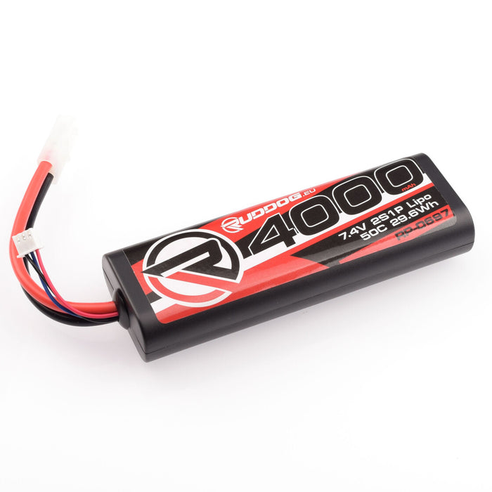 RUDDOG 4000mAh 50C 7.4V 2S LiPo Round Stick Pack Battery (Tamiya)