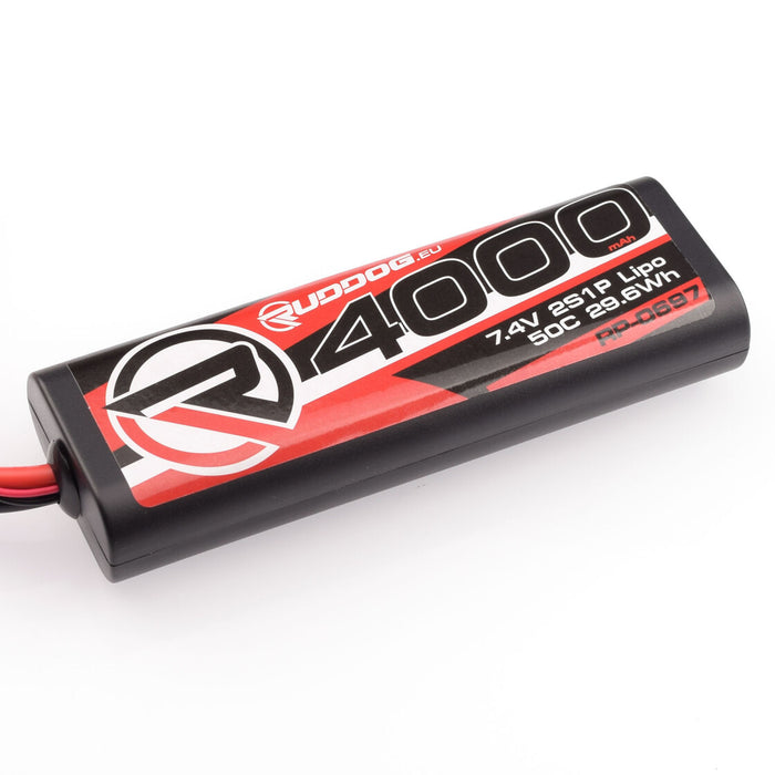 RUDDOG 4000mAh 50C 7.4V 2S LiPo Round Stick Pack Battery (Deans)