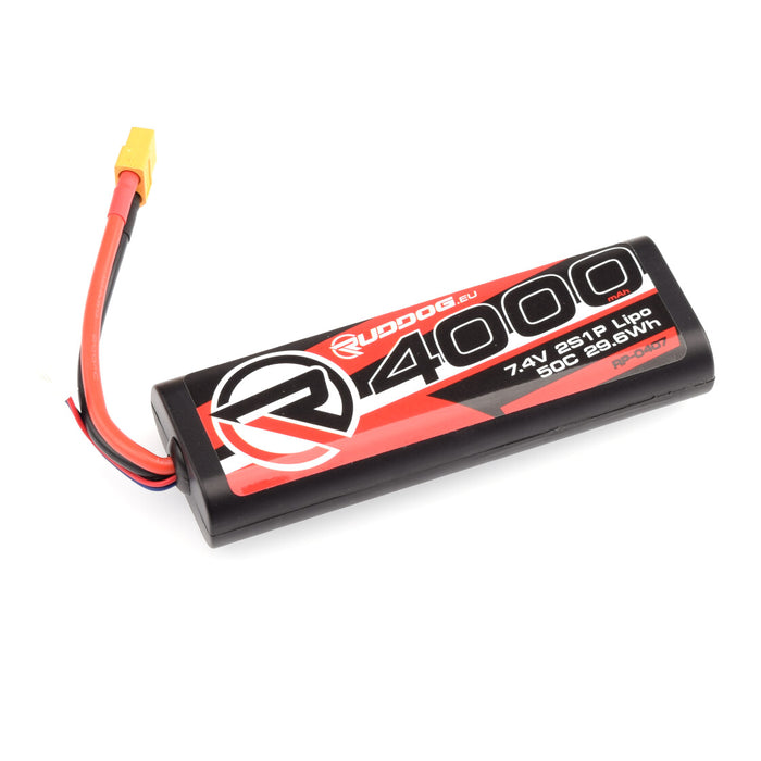 RUDDOG 4000mAh 50C 7.4V 2S LiPo Round Stick Pack Battery (XT60)