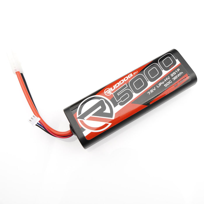 RUDDOG 5000mAh 50C 7.6V 2S LiPo-HV Round Stick Pack Battery (Tamiya)