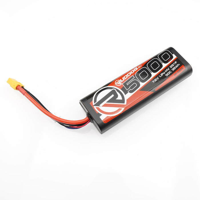 RUDDOG 5000mAh 50C 7.6V 2S LiPo-HV Batterie Pack Bâton Rond (XT60)
